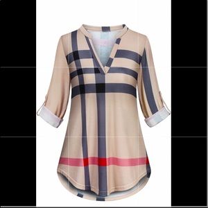 Plaid Tunic style blouse Medium NWT